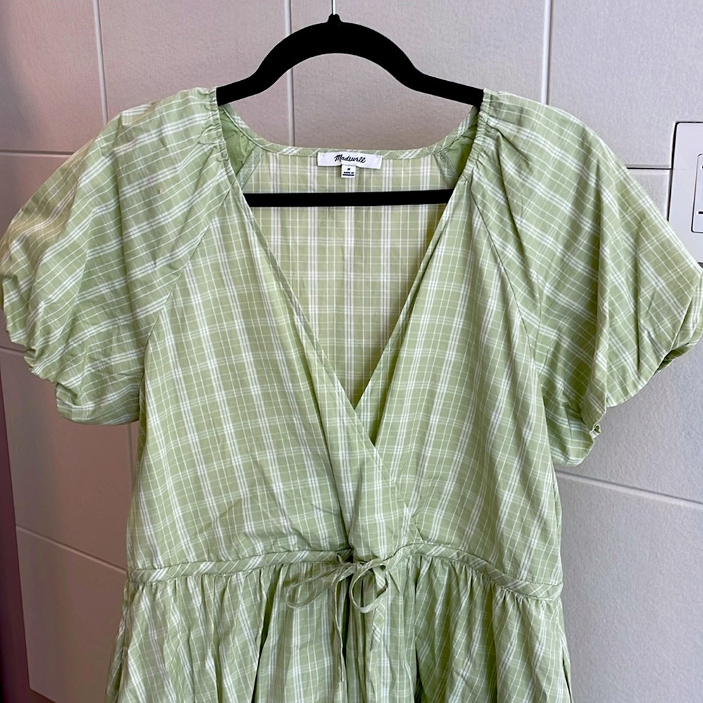 Madewell gingham midi dress size medium